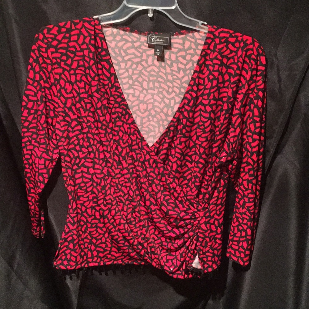 Holiday glam sparkle faux wrap top